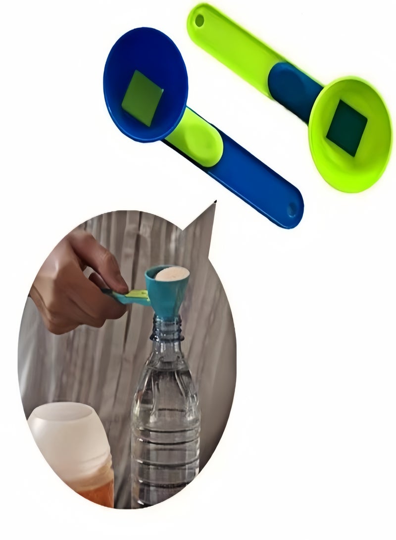 كيفن طقم ملاعق قياس خالية من الرواسب، مقاومة للانسكاب، قابلة للنقل، قابلة للتعديل لبودرة الحليب (أخضر أزرق) - Image 3