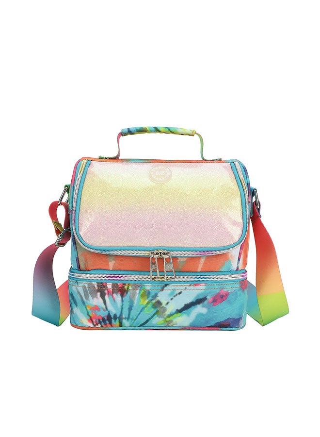 CUBS Tie Dyed Waterproof double decker lunch bag with removable shoulder strap carrying your favorite meals to school, work or while traveling - Image 1