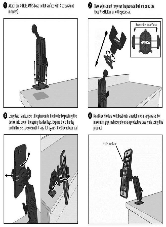 ARKON Mounts RoadVise Phone Holder with Drill Base and Adjustable Arm | Universal Phone Mount | Adjustable Arm | Strong Drill Base | Compatible with iPhone, Galaxy, Note, Pixel, and more - Image 4