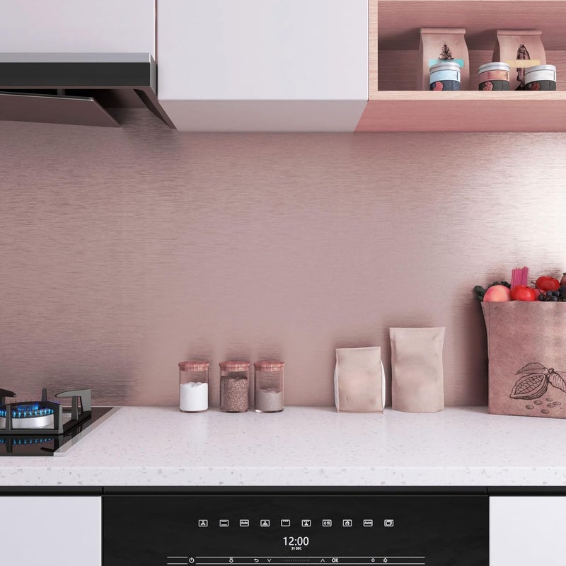 LACHEERY 60 cm x 400 cm Adhesive Film for Kitchen Furniture Pink Metal Effect Paper Sticker for Furniture Pink Vinyl Adhesive Kitchen Fridge Waterproof Paper Adhesive for Fridge Table - Image 4
