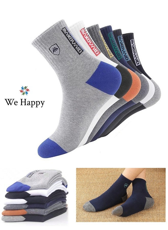 We Happy 6 Pairs Cotton Socks for Men and Women - High Quality Breathable Casual Sports Athletic Footwear, Assorted Colors  - Image 1