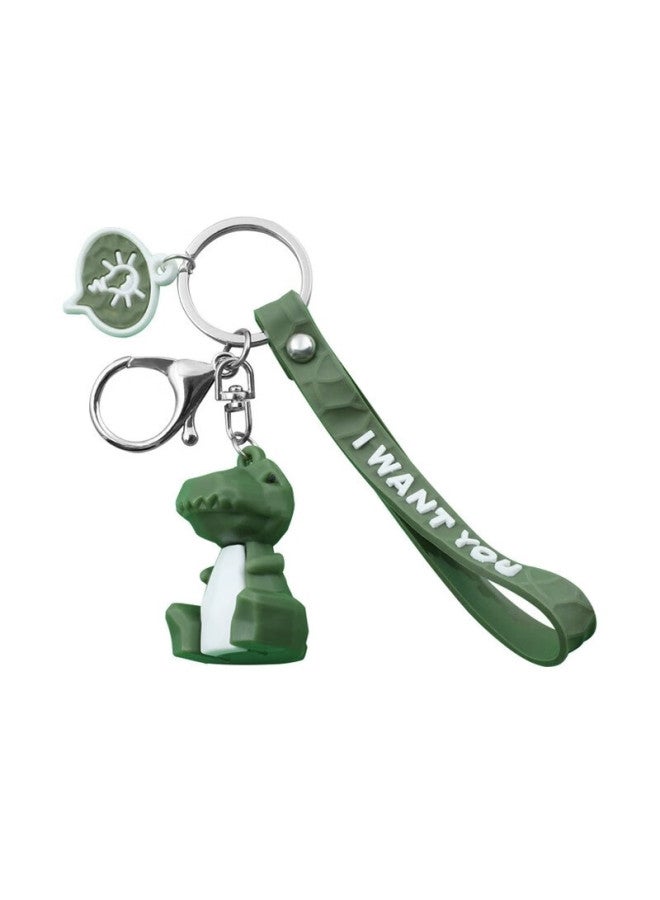 Dipple Dipuer Creative Cartoon Key Chain Pendant, Car Key Ring, Men's And Women's Key Ring, Green Dinosaur Design - Image 3