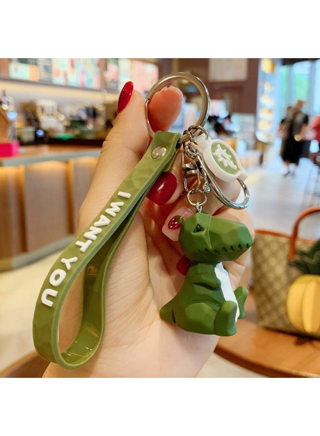 Dipple Dipuer Creative Cartoon Key Chain Pendant, Car Key Ring, Men's And Women's Key Ring, Green Dinosaur Design - Image 1