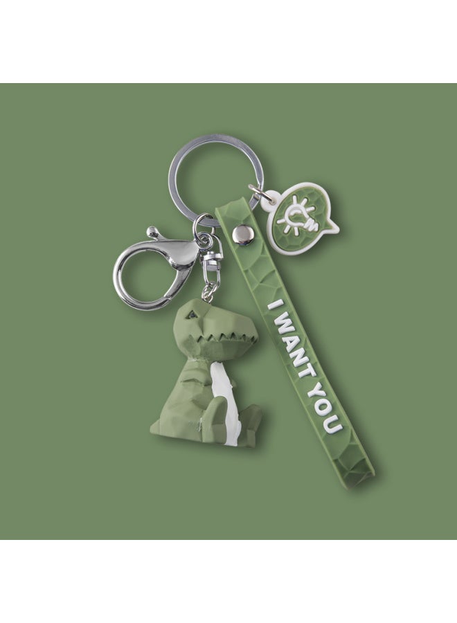 Dipple Dipuer Creative Cartoon Key Chain Pendant, Car Key Ring, Men's And Women's Key Ring, Green Dinosaur Design - Image 2