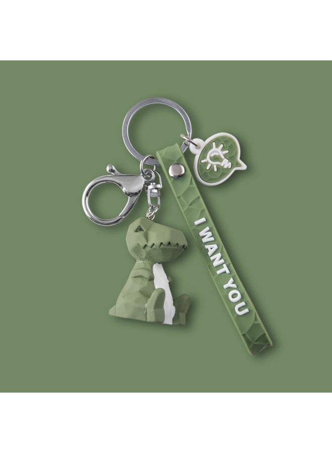 Dipple Dipuer Creative Cartoon Key Chain Pendant, Car Key Ring, Men's And Women's Key Ring, Green Dinosaur Design - Image 4