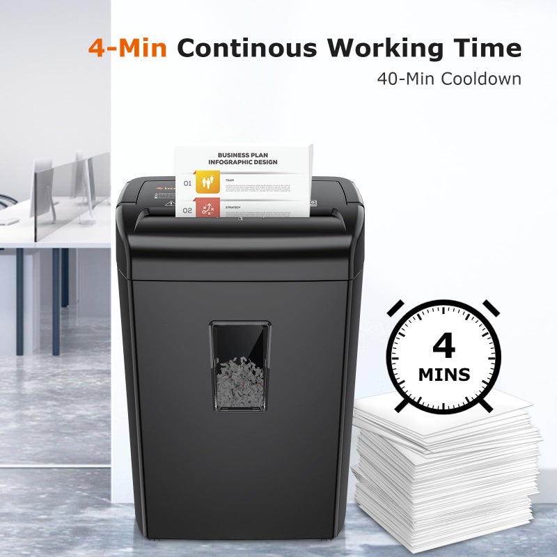 Bonsaii 10-Sheet Cross Cut Paper Shredder, 5.5 Gal Home Office Heavy Duty Shredder for Credit Card, Staple, Clip with Transparent Window(C209-D) - Image 2