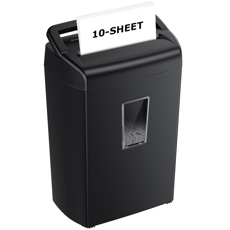 Bonsaii 10-Sheet Cross Cut Paper Shredder, 5.5 Gal Home Office Heavy Duty Shredder for Credit Card, Staple, Clip with Transparent Window(C209-D) - Image 1