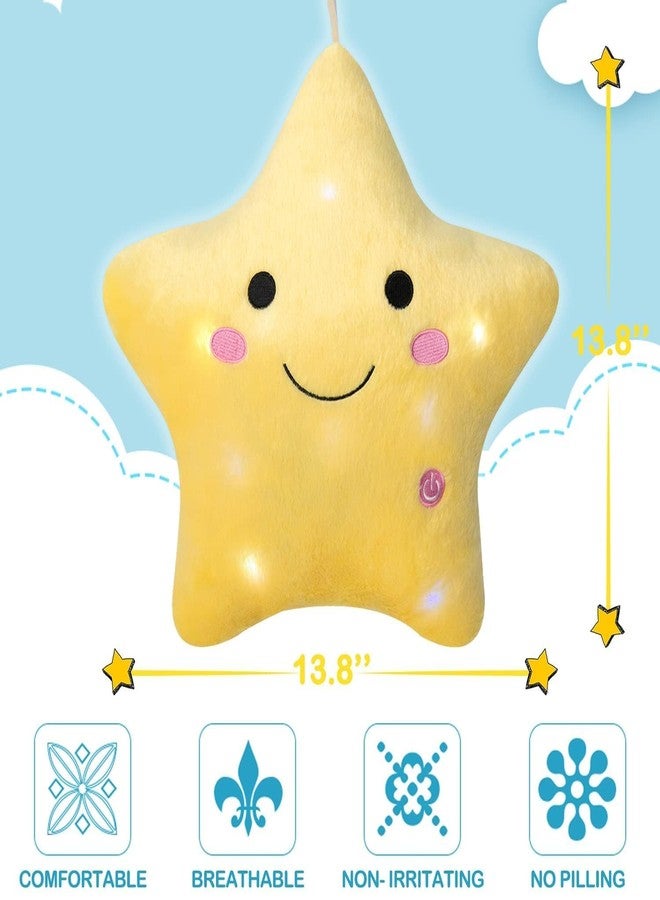DearSun 13''Creative Twinkle Star Colorful Night Light Plush Pillows Light up Night Stuffed Toys Perfect for Birthday Christmas Holiday Valentines (Yellow) - Image 2