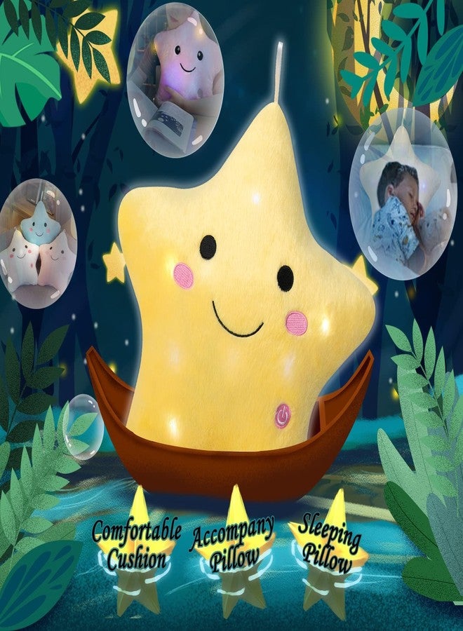 DearSun 13''Creative Twinkle Star Colorful Night Light Plush Pillows Light up Night Stuffed Toys Perfect for Birthday Christmas Holiday Valentines (Yellow) - Image 3