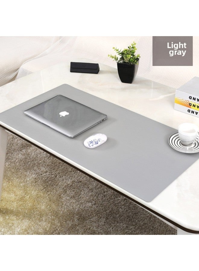 Oversized Solid Color Double-sided Leather Mouse Pad Custom Computer Office Desk Pad Advertising Leather Calendar Mouse Pad Desk Pad-Color:100*50cm-Pattern:Single-sided-light Gray 78#  - Image 1