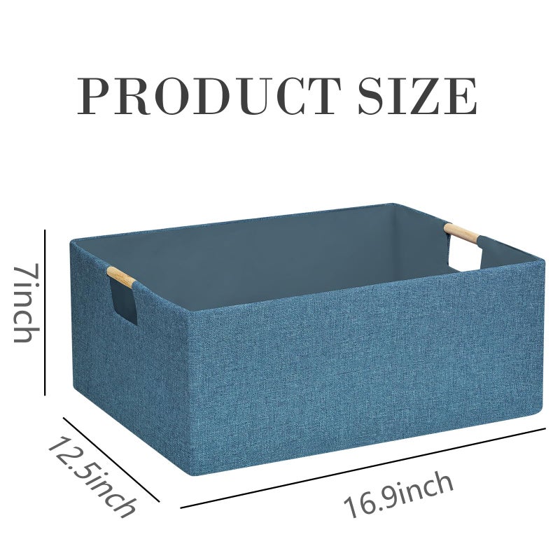 FUULOXE Foldable Storage Box with Handles | 16.9 Inch Collapsible Organizer for Clothes, Toys, Makeup | Sturdy Cardboard Frame & Washable Fabric | Space-Saving Home Decor 2Pack - Image 2