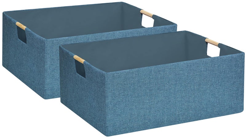 FUULOXE Foldable Storage Box with Handles | 16.9 Inch Collapsible Organizer for Clothes, Toys, Makeup | Sturdy Cardboard Frame & Washable Fabric | Space-Saving Home Decor 2Pack - Image 1