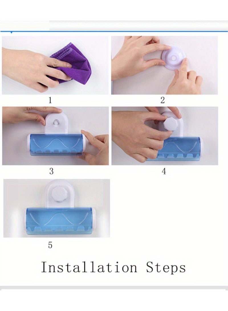 Yalla Pick 5-Slot Wall Mounted Toothbrush Holder with Cover, Suction Cup Mount Bathroom Organizer for Smooth Tile, Glass and Ceramic Surfaces, Space Saving for Family - Image 4
