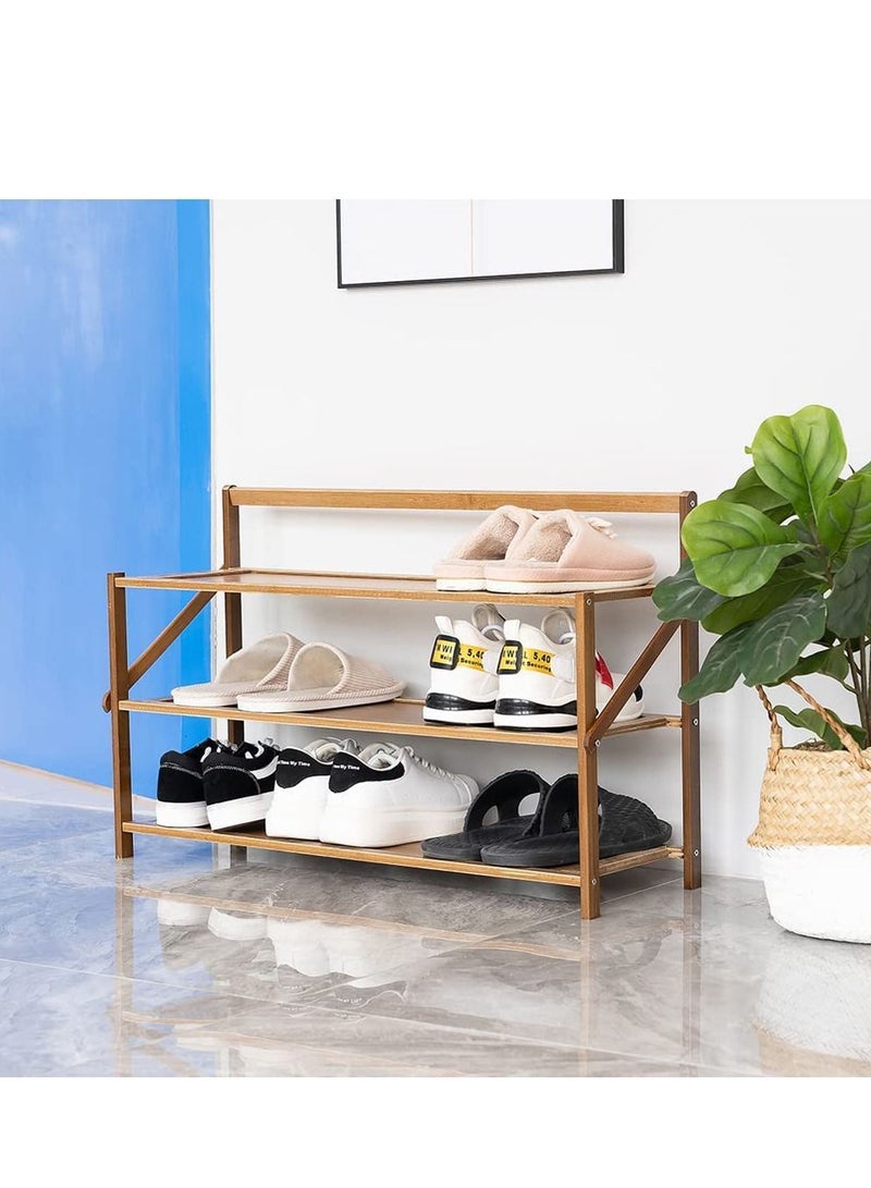 LINGWEI Bamboo Foldable Shoe Rack For Entryway Portable Free Standing Shoe Shelf Storage Organizer Multi Function For Indoor & Outdoor - Image 1