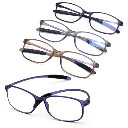 AQWANO 2.5 Reading Glasses for Men Women, Blue Light Blocking Computer Readers, 4 Pack TR90 Flexible Unbreakable Frames Lightweight Cheaters - Image 1