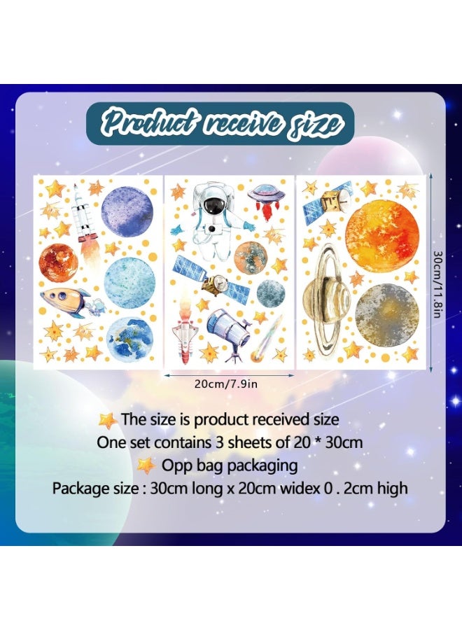 أجريون ​​كواكب ونجوم ملصقات جدار تتوهج في الظلام، ملصقات جدار نظام شمسي فلورية لأولاد أطفال، ملصقات رائد فضاء جدار ديكور نظام شمسي لغرفة نوم طفل حضانة غرفة معيشة - Image 4