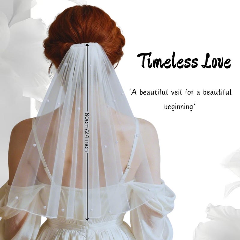 Nanchor Bridal Veil Women's Simple Tulle Short Wedding Veil Satin Edge With Comb for Wedding Bachelorette Party - Image 5