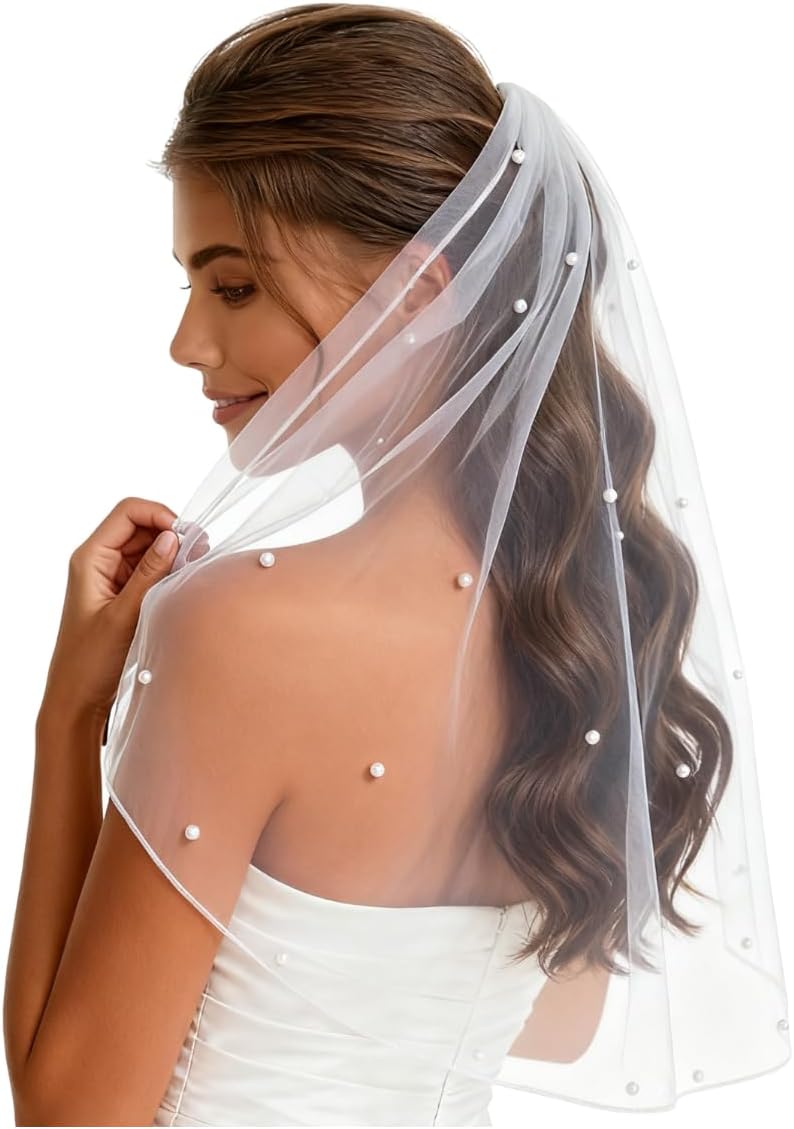 Nanchor Bridal Veil Women's Simple Tulle Short Wedding Veil Satin Edge With Comb for Wedding Bachelorette Party - Image 1