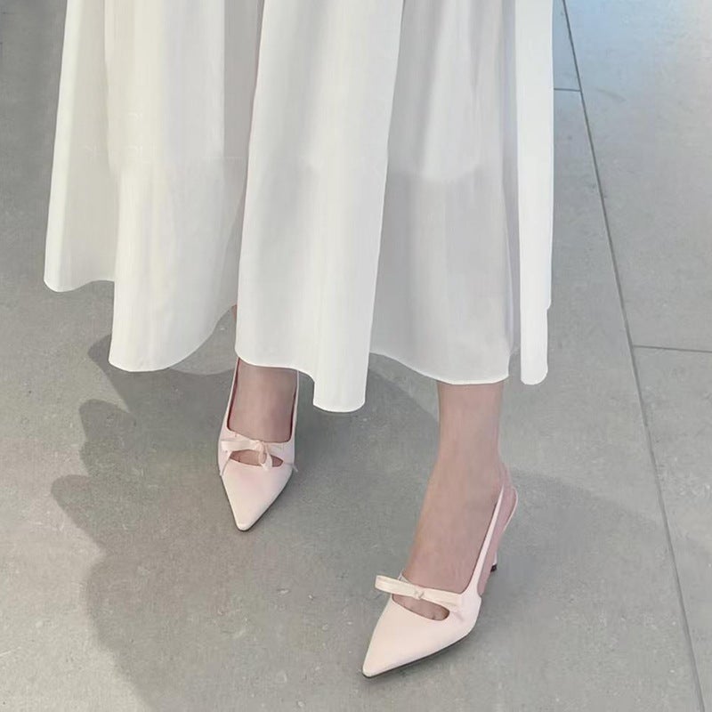 Women's Bow Pointed Toe Stiletto Heeled Sandals - Image 2