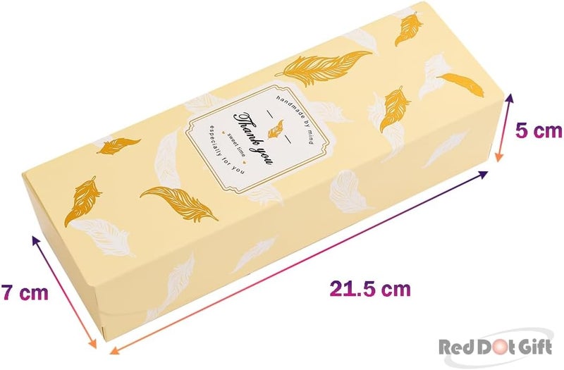 Red Dot Gift® 10pcs  (21.5X7X5)cm Thank You Box Rectangle Cardboard Biscuit Boxes Cookie Packaging Containers Baking Cake Chocolate Storage Party Supplies Wedding Gifts, (Flower Beige). - Image 2