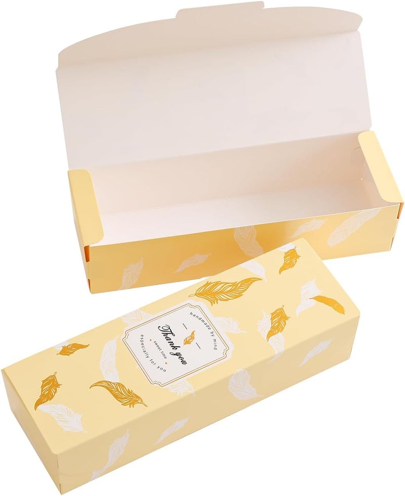 Red Dot Gift® 10pcs  (21.5X7X5)cm Thank You Box Rectangle Cardboard Biscuit Boxes Cookie Packaging Containers Baking Cake Chocolate Storage Party Supplies Wedding Gifts, (Flower Beige). - Image 1