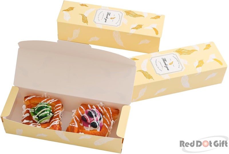 Red Dot Gift® 10pcs  (21.5X7X5)cm Thank You Box Rectangle Cardboard Biscuit Boxes Cookie Packaging Containers Baking Cake Chocolate Storage Party Supplies Wedding Gifts, (Flower Beige). - Image 4