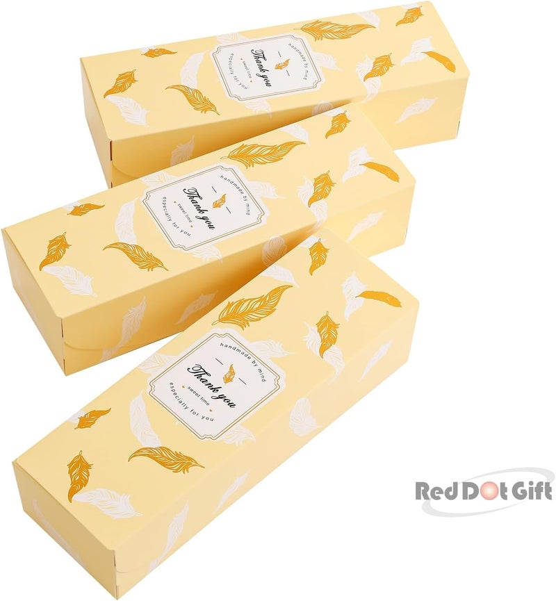 Red Dot Gift® 10pcs  (21.5X7X5)cm Thank You Box Rectangle Cardboard Biscuit Boxes Cookie Packaging Containers Baking Cake Chocolate Storage Party Supplies Wedding Gifts, (Flower Beige). - Image 5