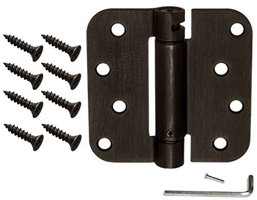 Dynasty Hardware Door Hinges, 4-Inch Spring Loaded Self Closing Hinges with 5/8" Radius Corners, Heavy Duty for Interior or Exterior Doors, Quiet Auto Close Action, 2-Pack, Oil Rubbed Bronze Finish - Image 3