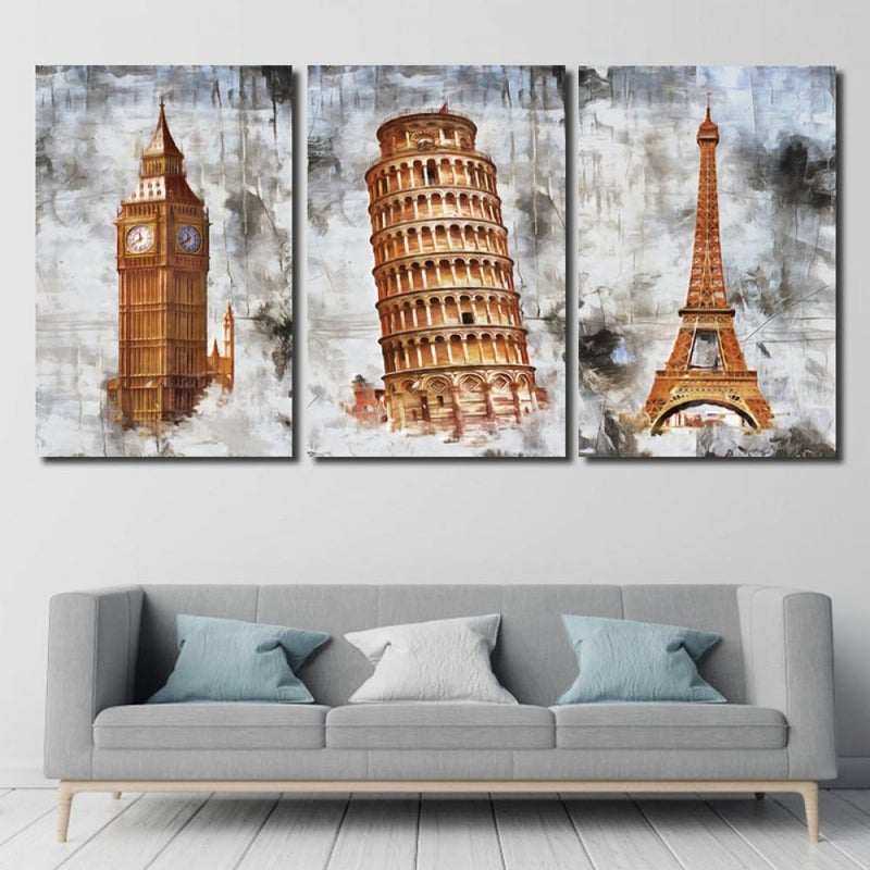 Marktna Three luxurious modern-designed canvas prints with a hollow frame, measuring (150×70), three pieces - Image 1