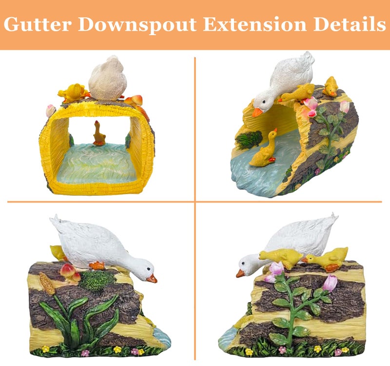 Euiroet Eco-Friendly Duck Statue - Outdoor Decor Sculpture, Garden Animal Statue, Gutter Diverter Rain, Downspout Extender, Splash Block, Decorative Gutter Extension, Ornament, 3"x4" Fit - Image 2