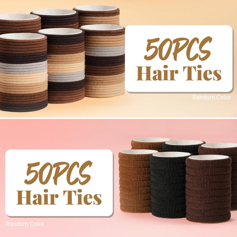 IKOCO 822PCS Elastic Hair Ties, IKOCO Hair Bands Hair Accessories for Girls with Hair Clips, Neutral Colors - Image 4