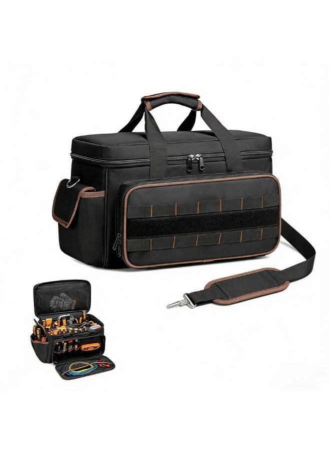 Arabest 17 Inch Heavy Duty Tool Bags for Men Women, 20 Pockets Portable Tool Bag with Adjustable Shoulder Strap, Wide Mouth Tool Bag Organizer for Electricians Mechanics Carpenters HVAC - Image 1