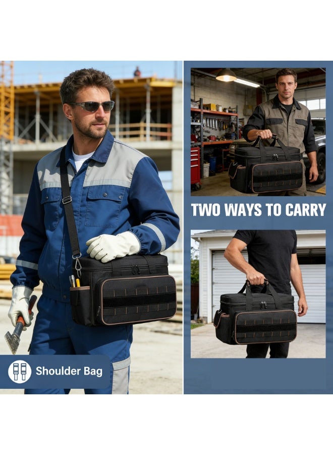 Arabest 17 Inch Heavy Duty Tool Bags for Men Women, 20 Pockets Portable Tool Bag with Adjustable Shoulder Strap, Wide Mouth Tool Bag Organizer for Electricians Mechanics Carpenters HVAC - Image 5