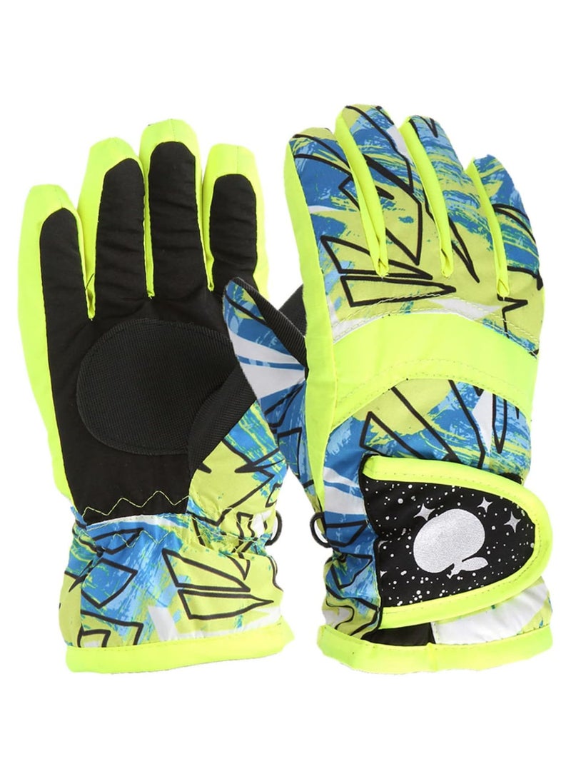 GGOOT Windproof M/L Size Winter Warm Boys Outdoor Skating Snow Kids Ski Girls Gloves Snowboarding Kids Gloves Mittens KhG515 (Yellow, 4-7 Years)  - Image 2