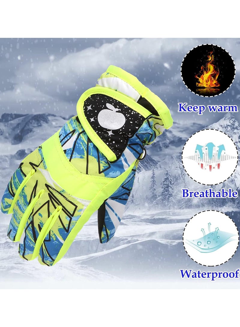 GGOOT Windproof M/L Size Winter Warm Boys Outdoor Skating Snow Kids Ski Girls Gloves Snowboarding Kids Gloves Mittens KhG515 (Yellow, 4-7 Years)  - Image 5