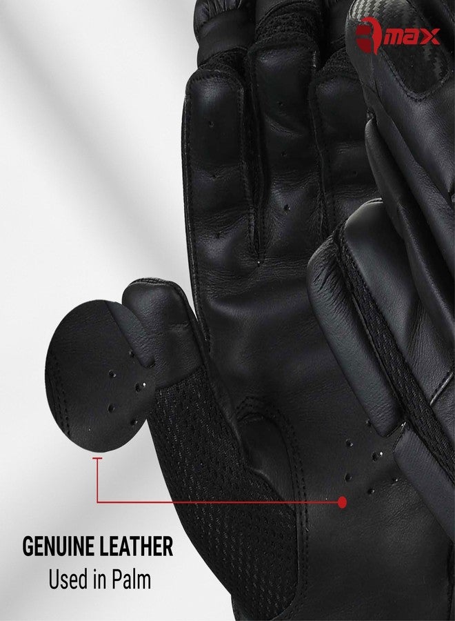 RMAX Unisex Leather & PU Black Cricket Batting Gloves (Senior, Right Hand) - Image 2