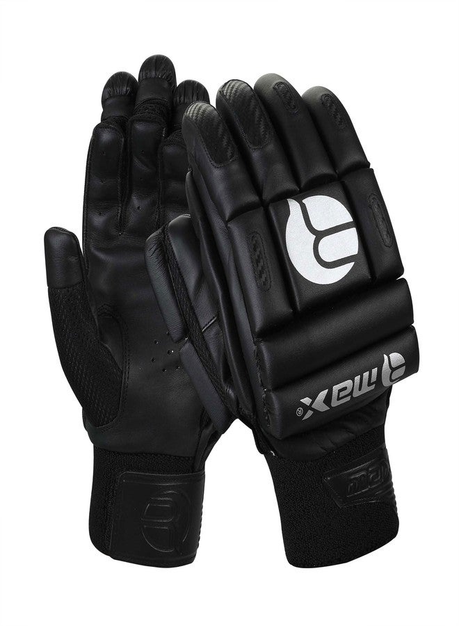 RMAX Unisex Leather & PU Black Cricket Batting Gloves (Senior, Right Hand) - Image 1