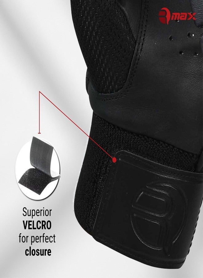 RMAX Unisex Leather & PU Black Cricket Batting Gloves (Senior, Right Hand) - Image 3