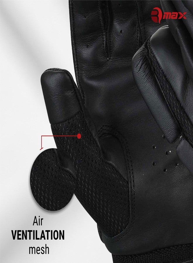 RMAX Unisex Leather & PU Black Cricket Batting Gloves (Senior, Right Hand) - Image 4