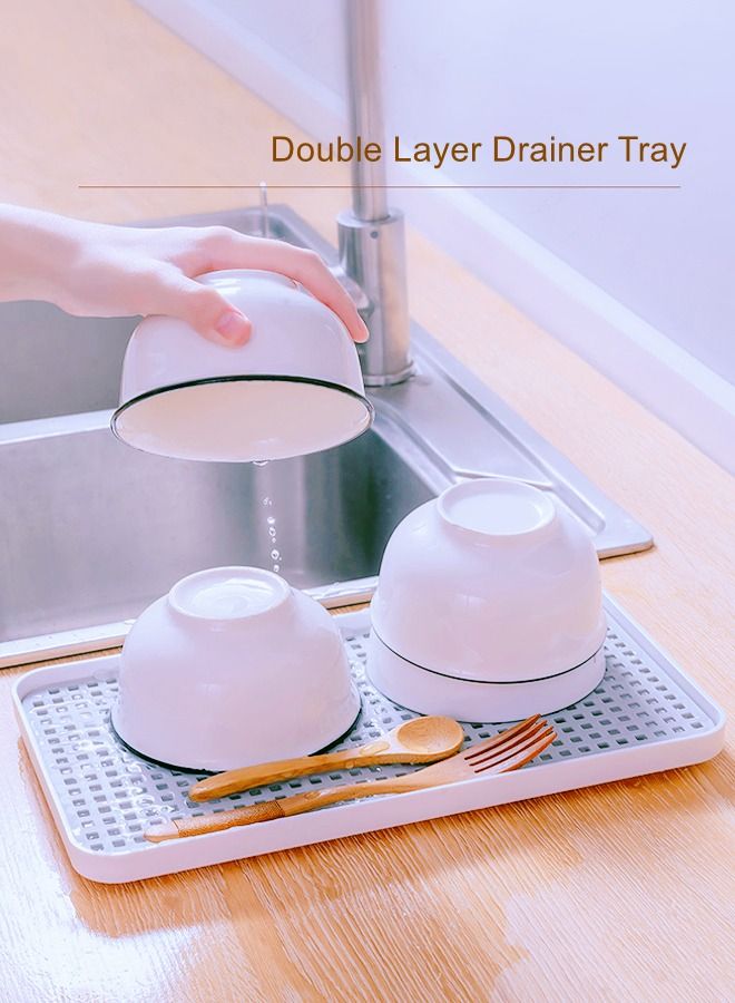 WooFree Double Layer Drainer Tray Detachable Vegetable Fruit Draining Holder Bathroom Accessories - Image 1