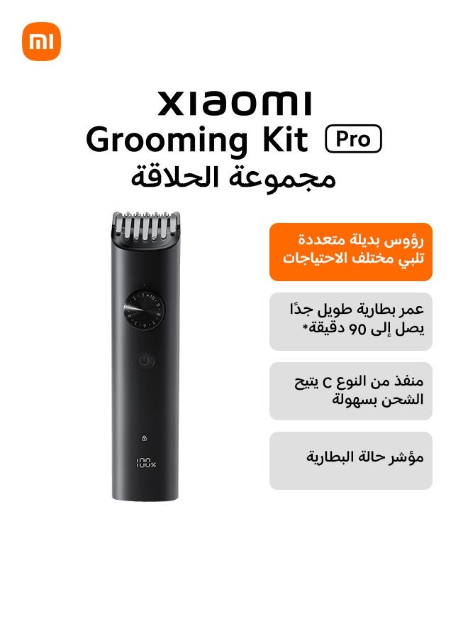 شاومي طقم الحلاقة الكهربائية الاحترافي من شاومي BHR6395Gl - ماكينة تشذيب دقيقة مع 40 إعدادًا للطول، شفرات ذاتية الشحذ، مقاومة للماء بمعيار IPX7، شاشة LED، مدة تشغيل 90 دقيقة، شحن من النوع C، قفل أمان للسفر - Image 1