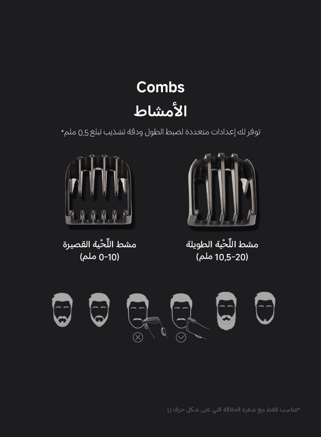 شاومي طقم الحلاقة الكهربائية الاحترافي من شاومي BHR6395Gl - ماكينة تشذيب دقيقة مع 40 إعدادًا للطول، شفرات ذاتية الشحذ، مقاومة للماء بمعيار IPX7، شاشة LED، مدة تشغيل 90 دقيقة، شحن من النوع C، قفل أمان للسفر - Image 5