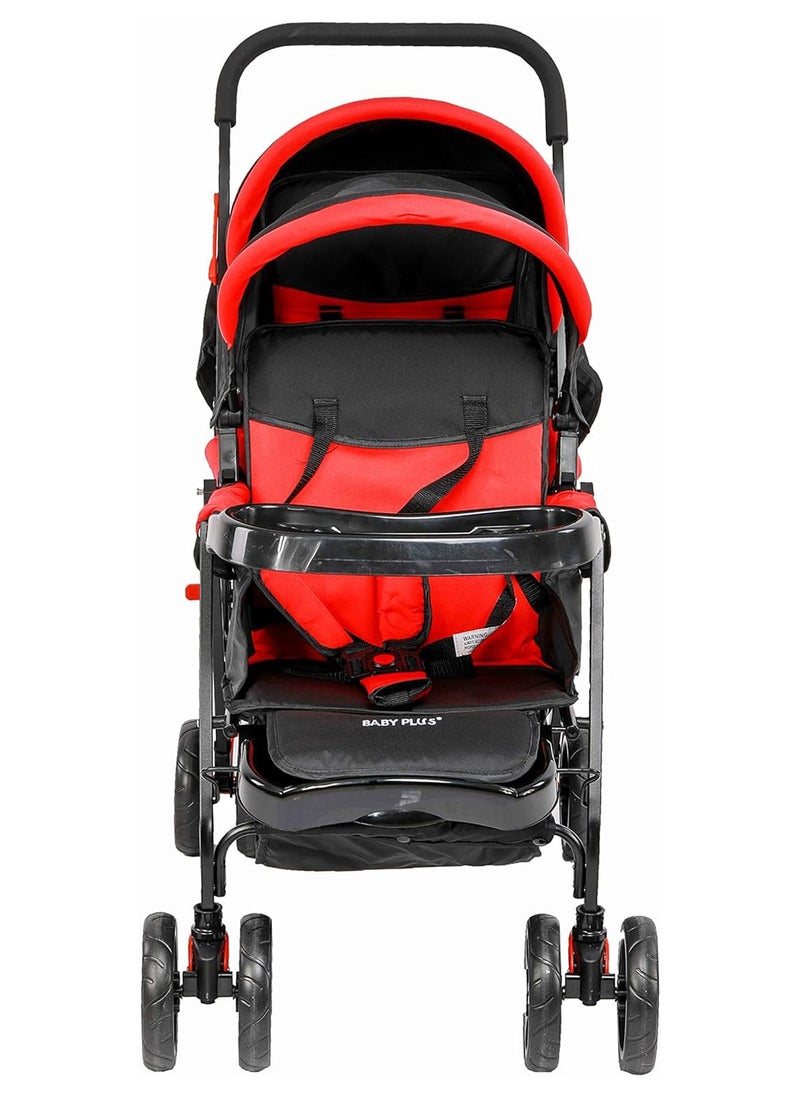 BABY PLUS - Double Adjustable Canopy Twin Baby Folding Stroller With Smooth Rolling Wheels And Safety Harness - Image 1