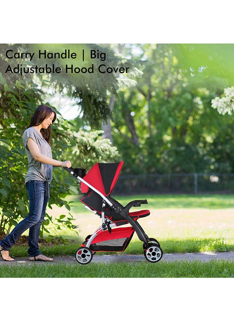 BABY PLUS - Double Adjustable Canopy Twin Baby Folding Stroller With Smooth Rolling Wheels And Safety Harness - Image 1