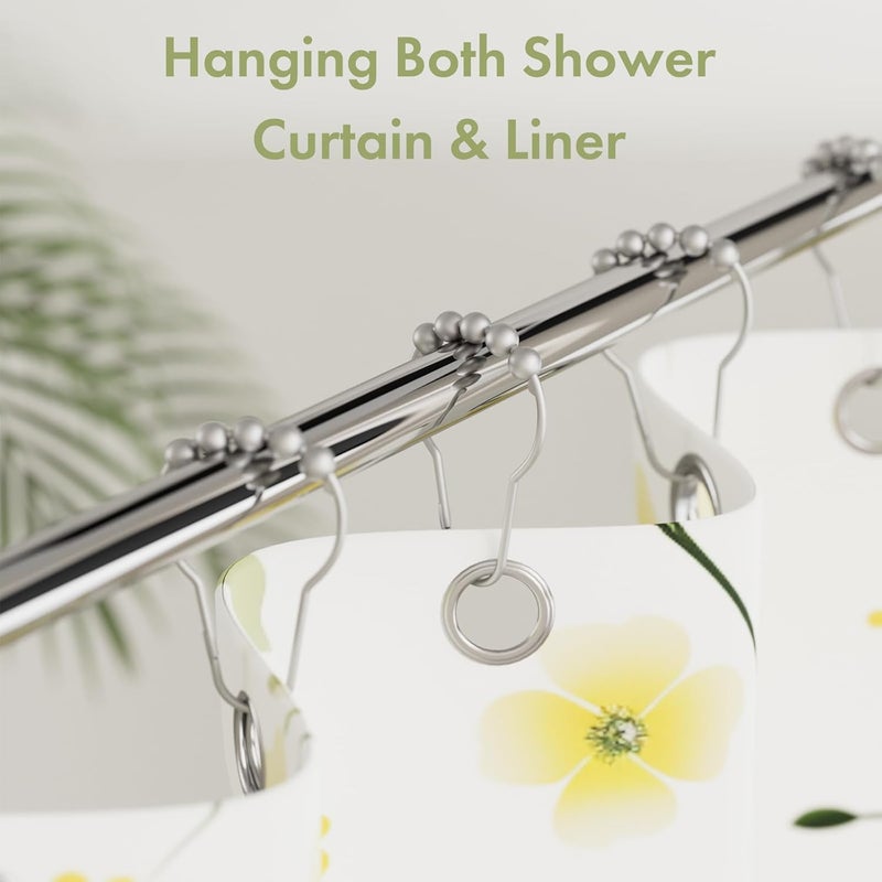 Amazer Shower Curtain Hooks, Decorative Shower Curtain Hooks Rust Proof Stainless Steel Shower Curtain Hooks, Shower Hooks for Shower Curtain Bathroom 12PCS, Space Silver - Image 2