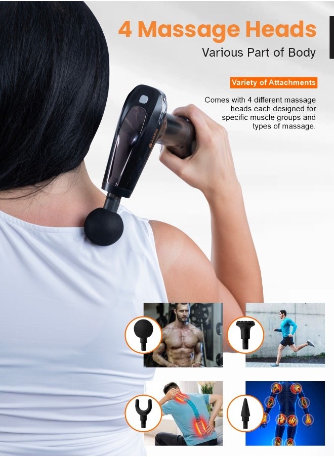 ARES iUltra Long Mini Gun Massager 8 Speed Settings, 4 Interchangeable Massage Heads for Targeted Muscle Relief and Recovery  - Image 3