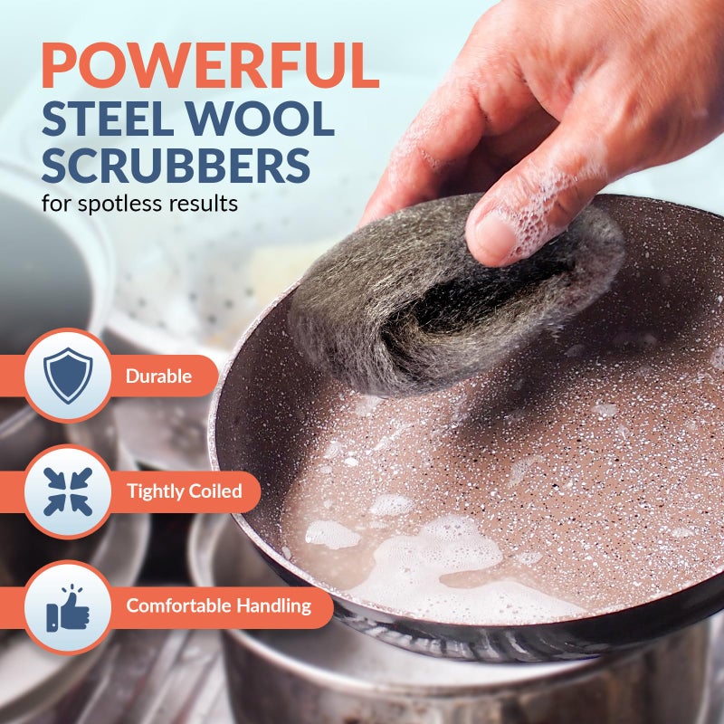 PAMI Steel Wool Scrubber 0000 Fine for Cleaning Glass Pack of 8 Fine Steel Wool Pads for Polishing and Cleaning - Image 2
