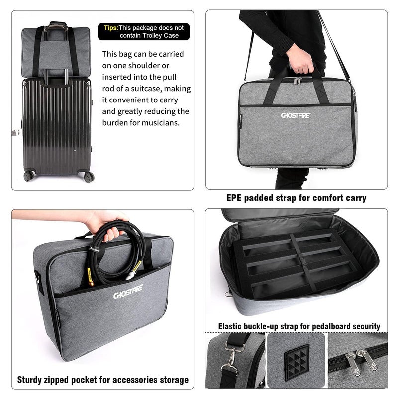 GHOSTFIRE Ghost Fire Guitar Pedal Board Aluminum Alloy 1.3lb Super light Effect Pedalboard16.5''x12.5'' with Carry Bag,SPL-03 - Image 5