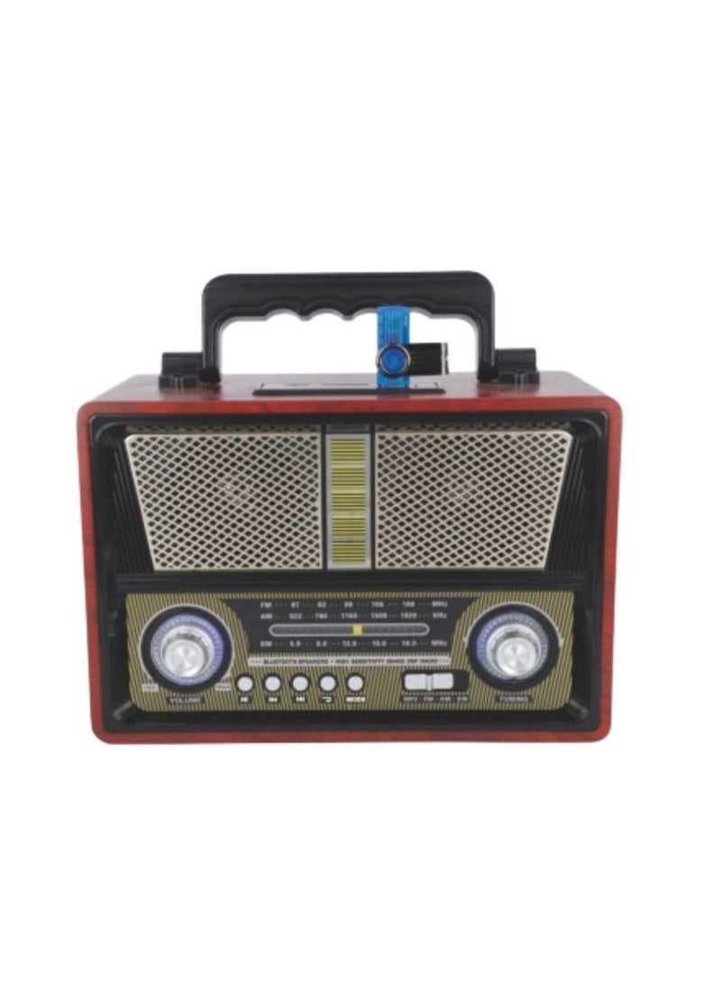 دي إل سي  راديو محمول على الطراز الكلاسيكي عتيق قابل لإعادة الشحن USB AM FM مشغل MP3 - Image 3