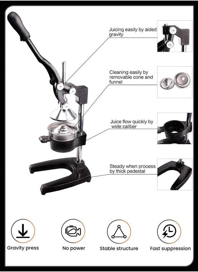 Generic Professional Heavy Duty Manual Metal Fruit Citrus Juicer Lemon Squeezer Lime Orange Fresh Healthy Juice Presser Extractor without Seeds Juicing Machine For Commercial And Household  - Image 3